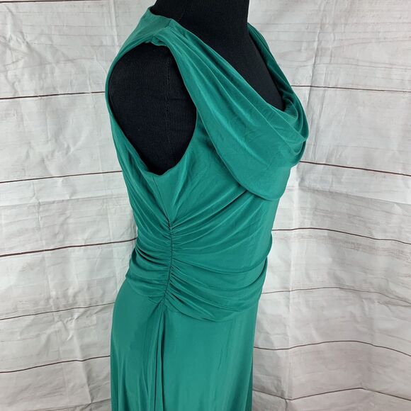Kasper Dress Gown Long Draped Maxi Green Party 8 Stretch Wedding Romantic Greek - Picture 6 of 16
